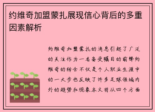 约维奇加盟蒙扎展现信心背后的多重因素解析